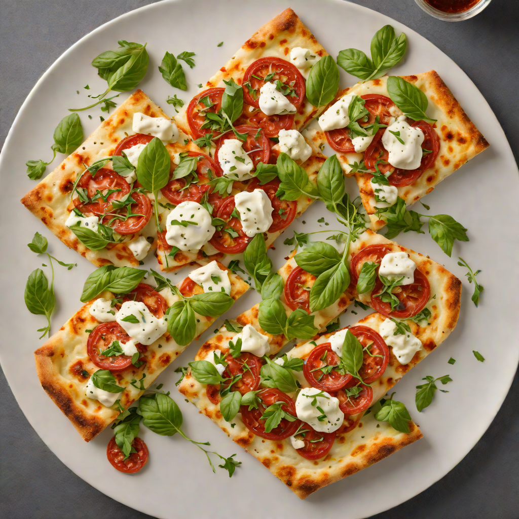 Sautéed Garlic Pepperoni Flatbread with Mozzarella and Herbs
