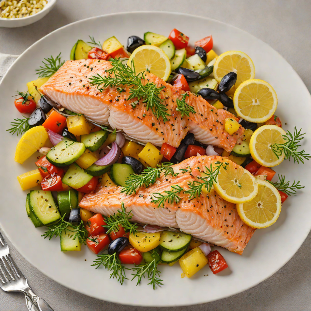 Lemon-Thyme Roasted Salmon with Summer Vegetable Medley
