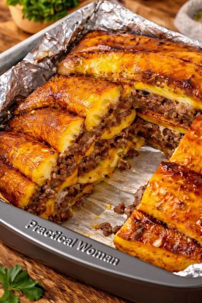 Puerto Rican-Style Pastelón with Ground Beef and Plantains