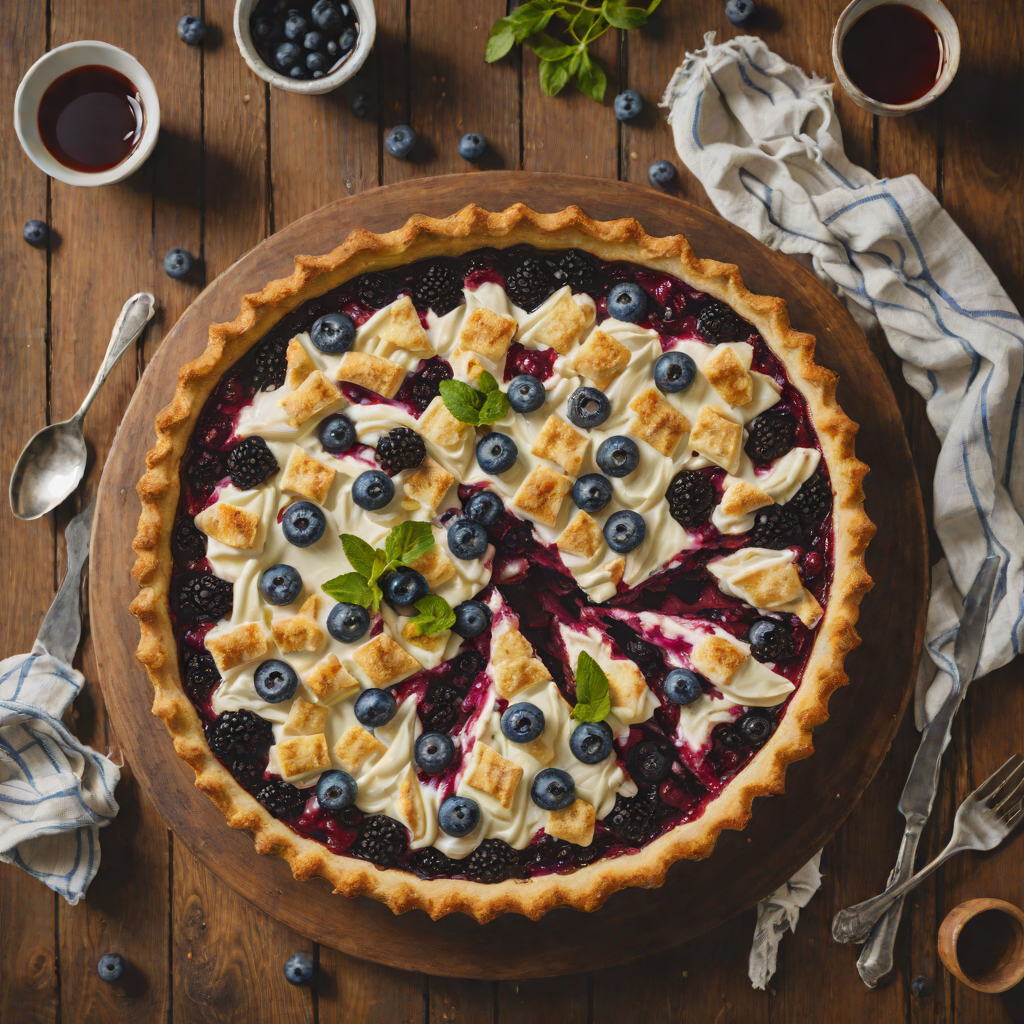 Baked Blueberry and Cream Cheese Pie with Red Sugar Crust