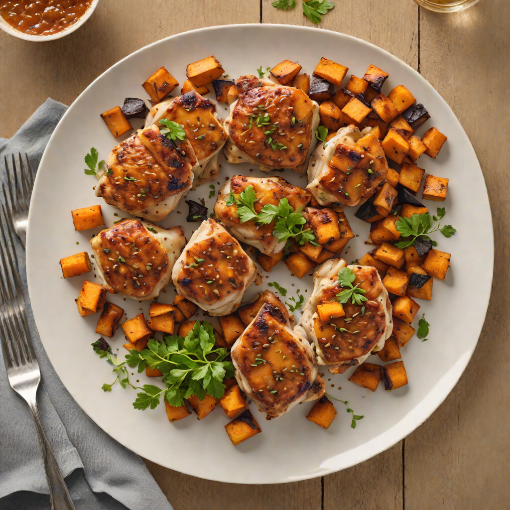 Pan-Seared Chicken Thighs with Roasted Spiced Sweet Potatoes