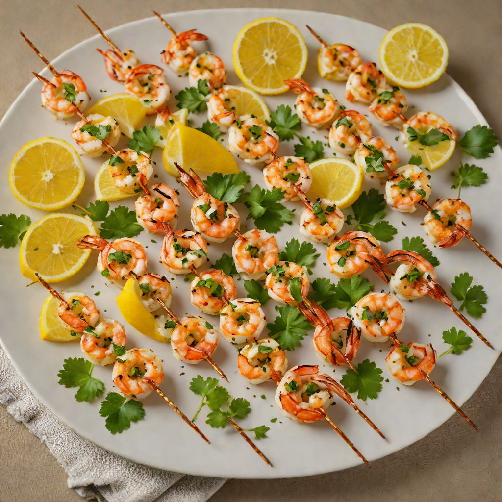Grilled Lemon-Garlic Shrimp Skewers with Cilantro