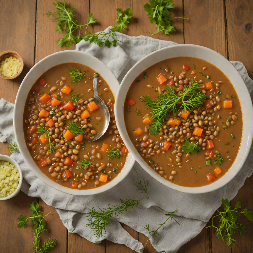 Slow-Simmered Greek Lentil Soup with Tomato and Dill