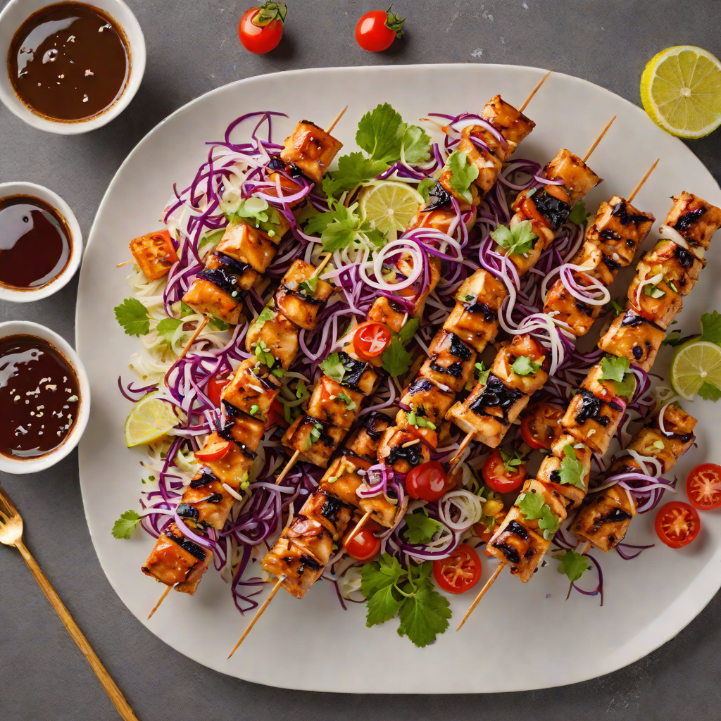 Grilled Bourbon-Glazed Chicken Skewers with Slaw