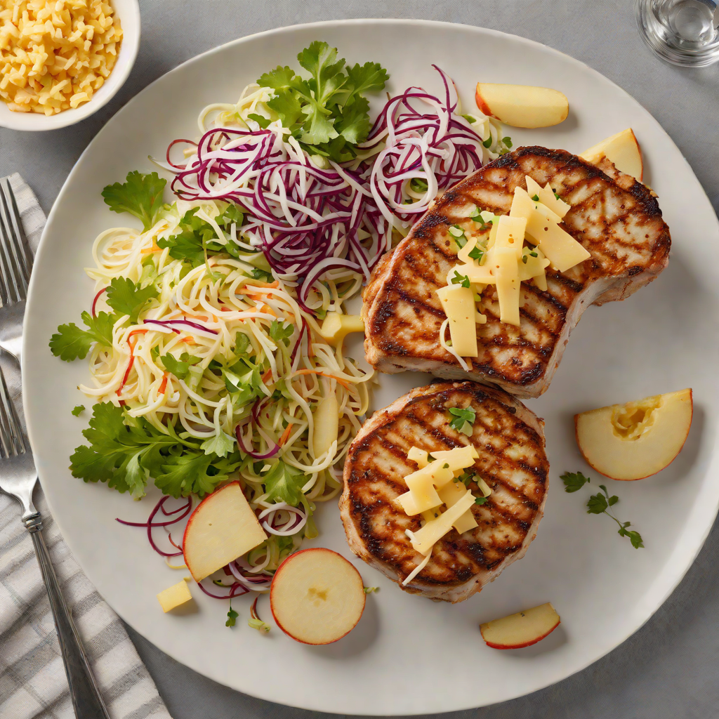 Pan-Seared Pork Chops with Wisconsin Cheddar Apple Slaw