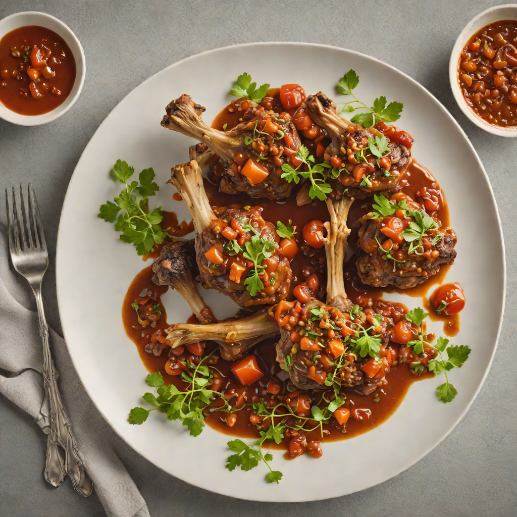 Slow-Cooked Lamb Shanks with Wattleseed and Tomato Relish