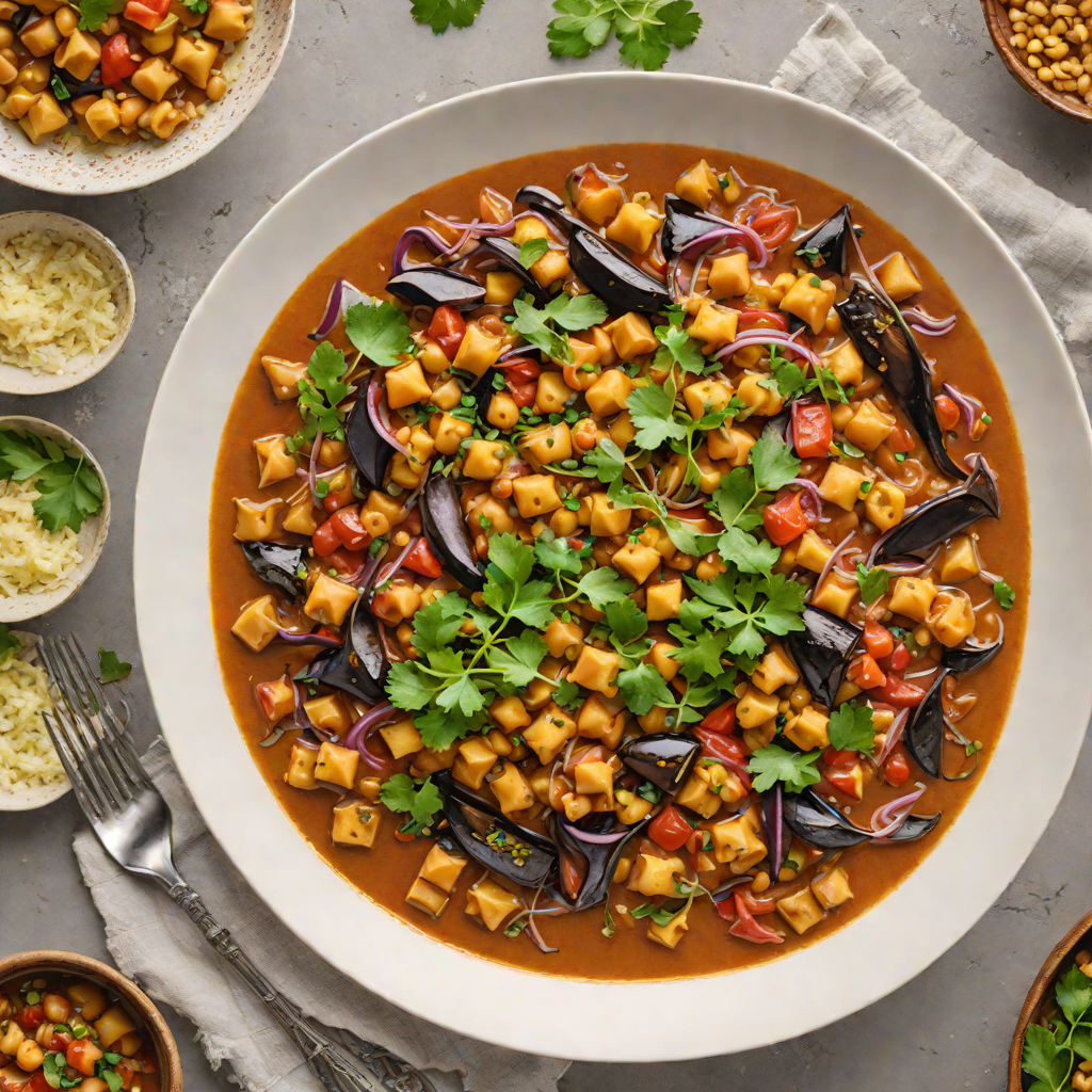 Middle Eastern Chickpea and Roasted Eggplant Stew