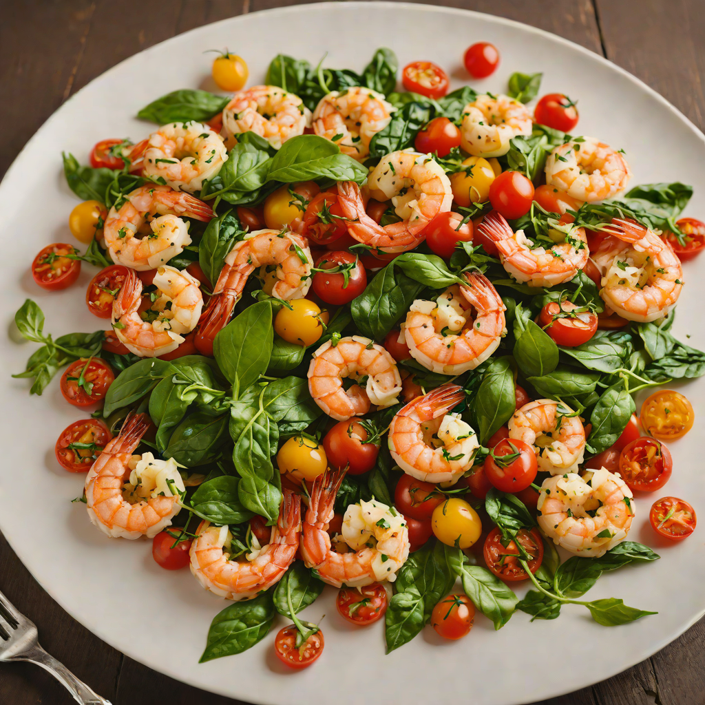 Garlic Sautéed Shrimp with Cherry Tomatoes and Spinach