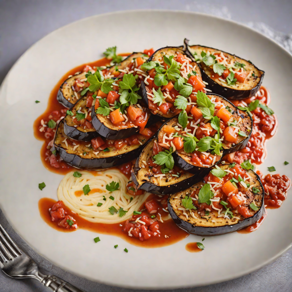 Pan-Seared Eggplant with Tomato-Garlic Sauce and Manchego