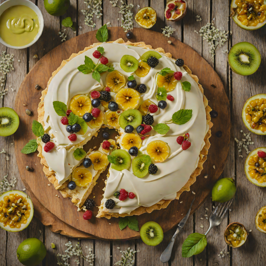 Sweet Vanilla Pavlova with Passionfruit and Kiwi