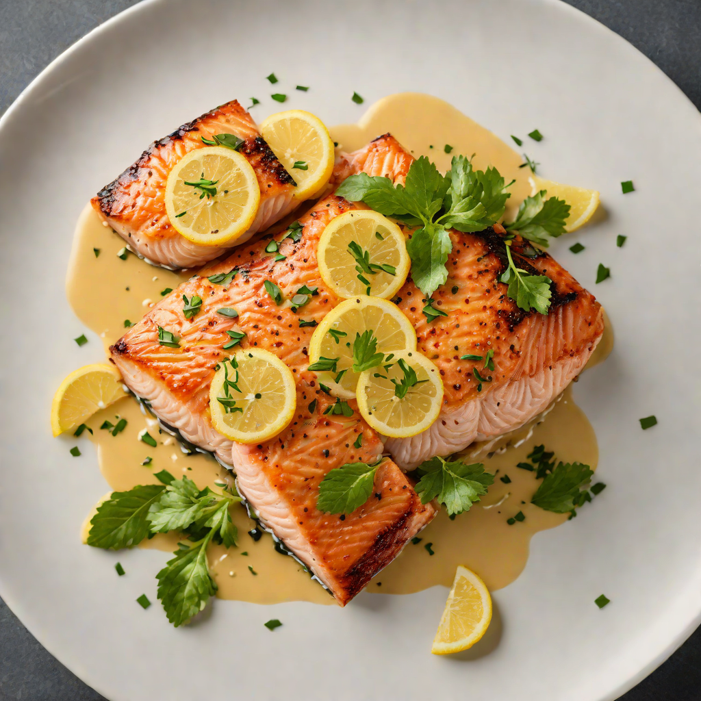 Pan-Seared Salmon with Charred Lemon Butter Sauce