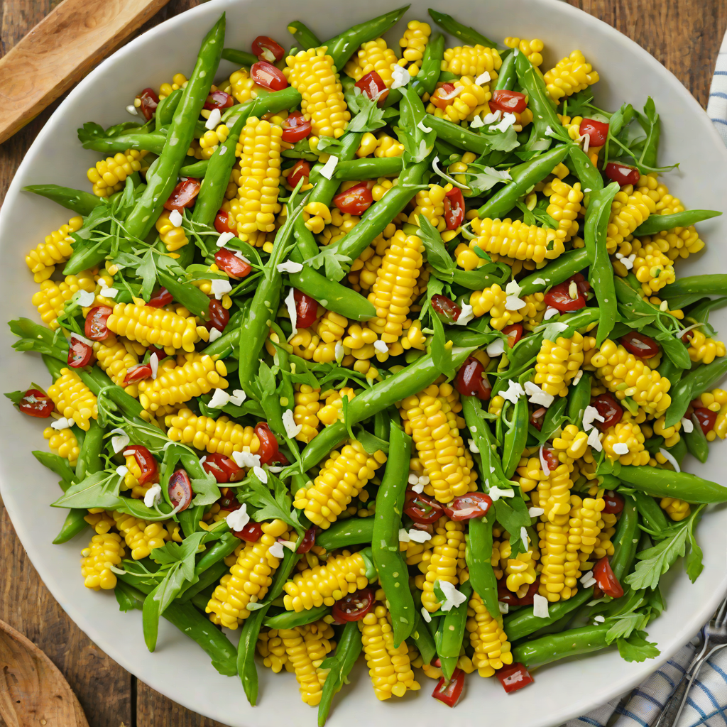 Roasted Corn and Green Bean Salad with Dill and Horseradish Vinaigrette