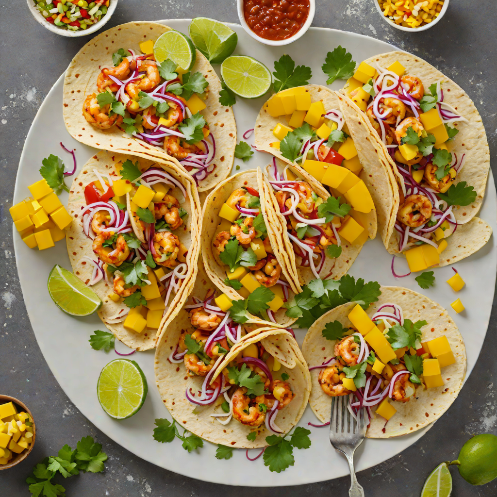 Grilled Cajun-Spiced Shrimp Tacos with Mango Salsa and Cilantro Lime Slaw