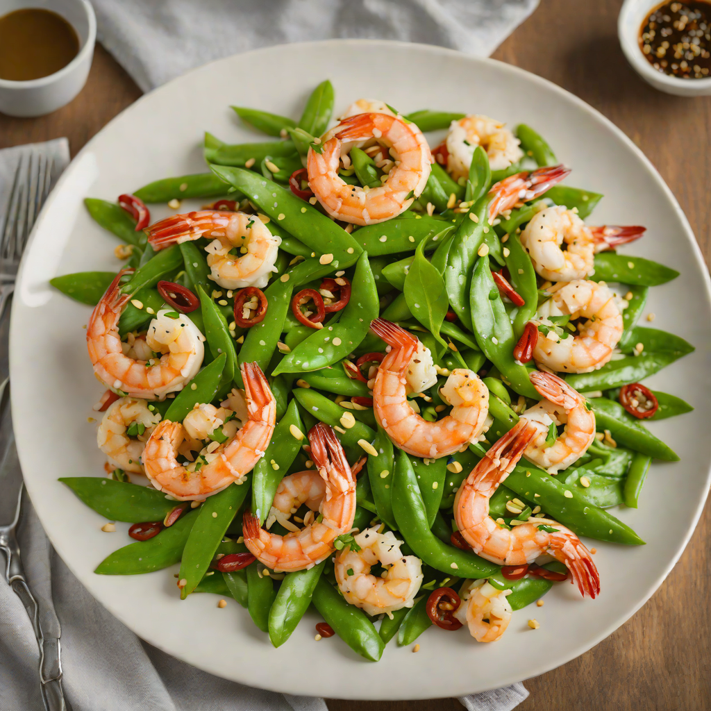 Sautéed Shrimp and Snow Pea Stir Fry with Ginger-Sesame Sauce
