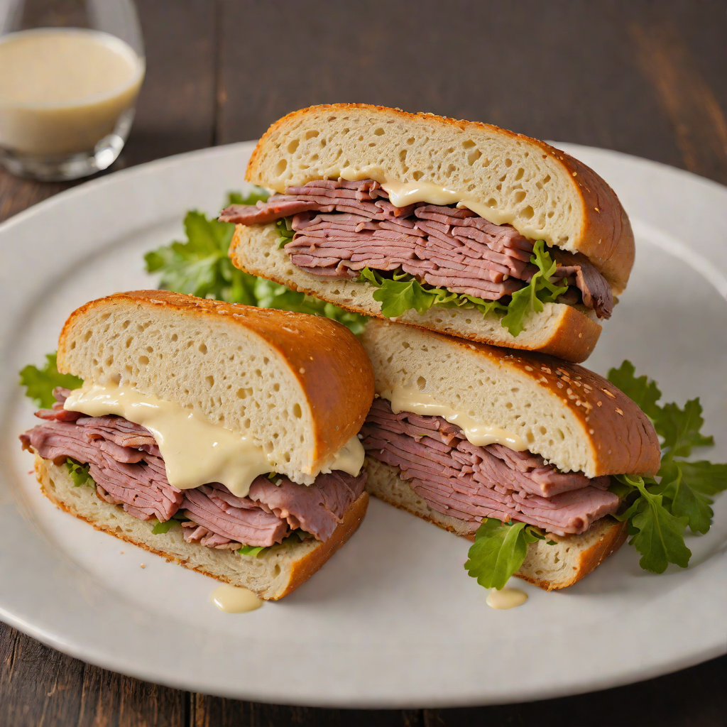 House-Smoked Rare Roast Beef Sandwich with Horseradish Mayo
