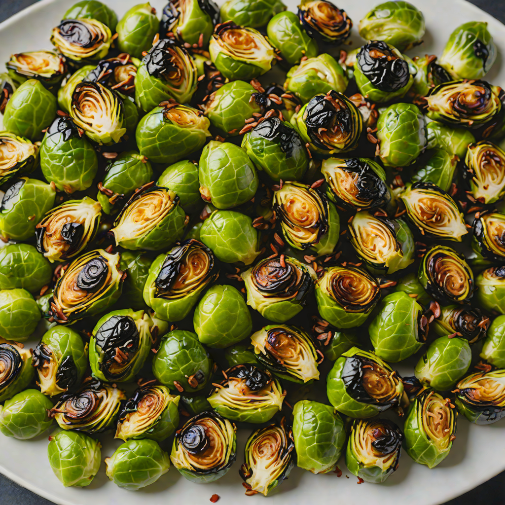 Spicy Whiskey Maple Glazed Roasted Brussels Sprouts