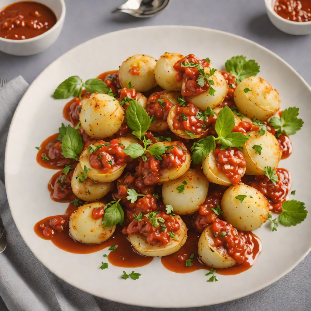 Baked Potato Scallops with Homemade Tomato Sauce
