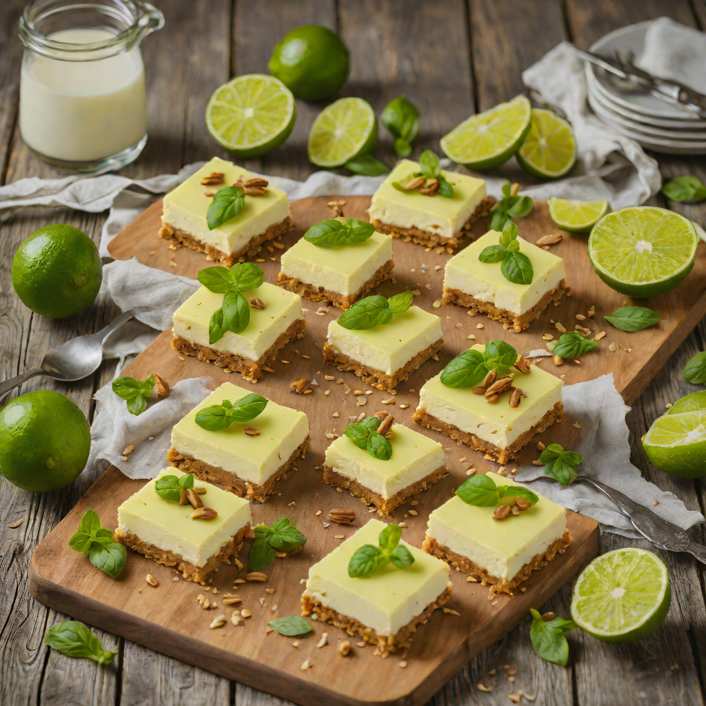 Lime-Basil Cheesecake Bars with Graham Cracker Crust