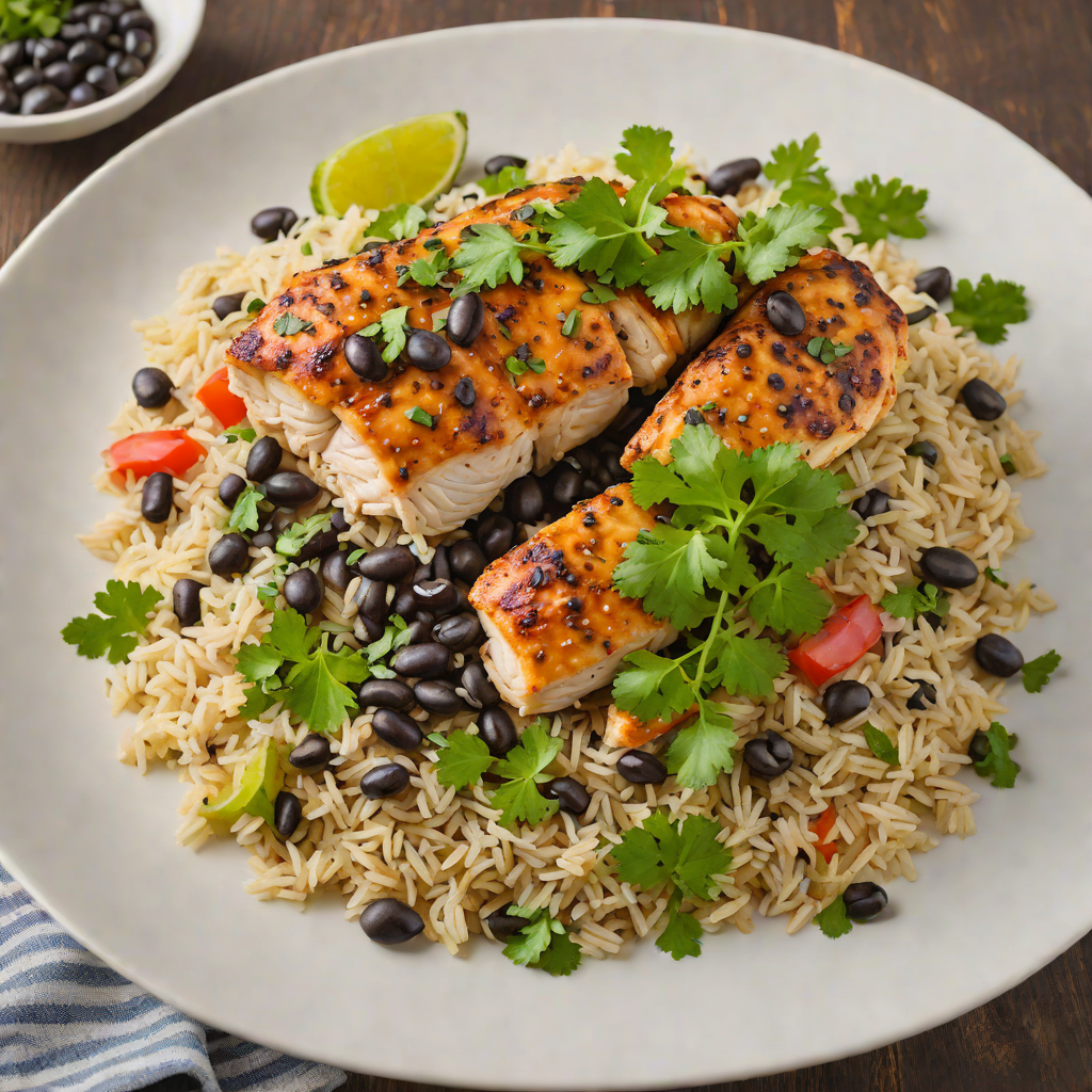 Slow Cooker Pollo with Black Beans and Cilantro Rice