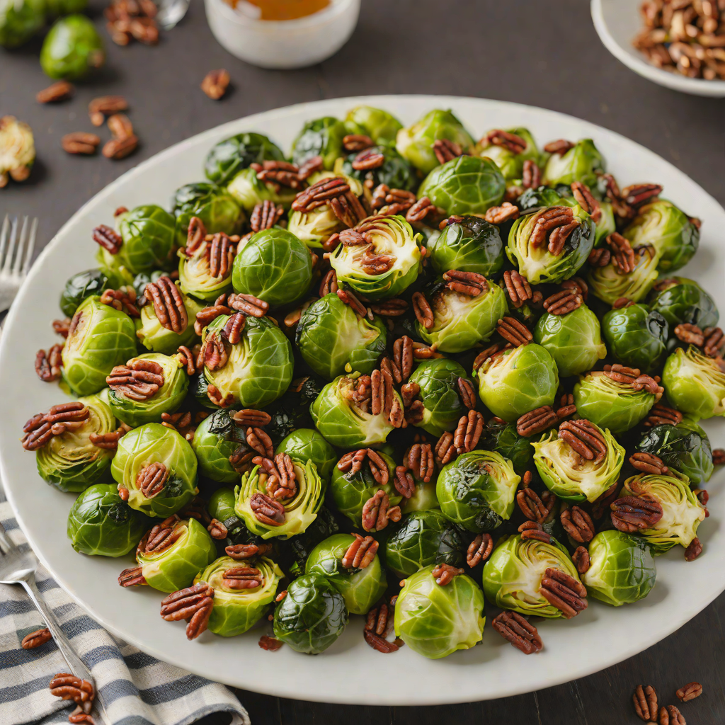 Oven-Roasted Maple-Glazed Brussels Sprouts with Bacon and Pecans