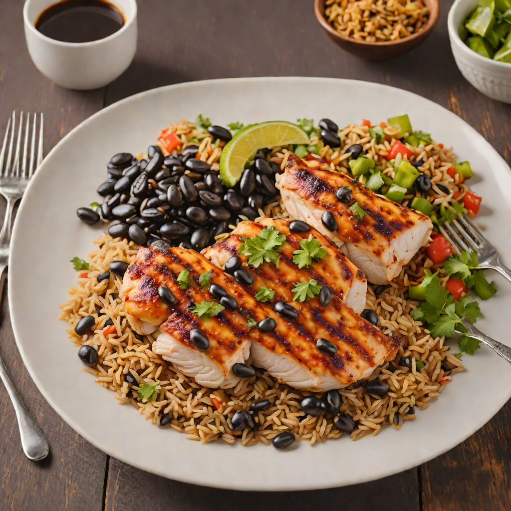 Pollo a la Parrilla with Black Beans and Spanish Rice