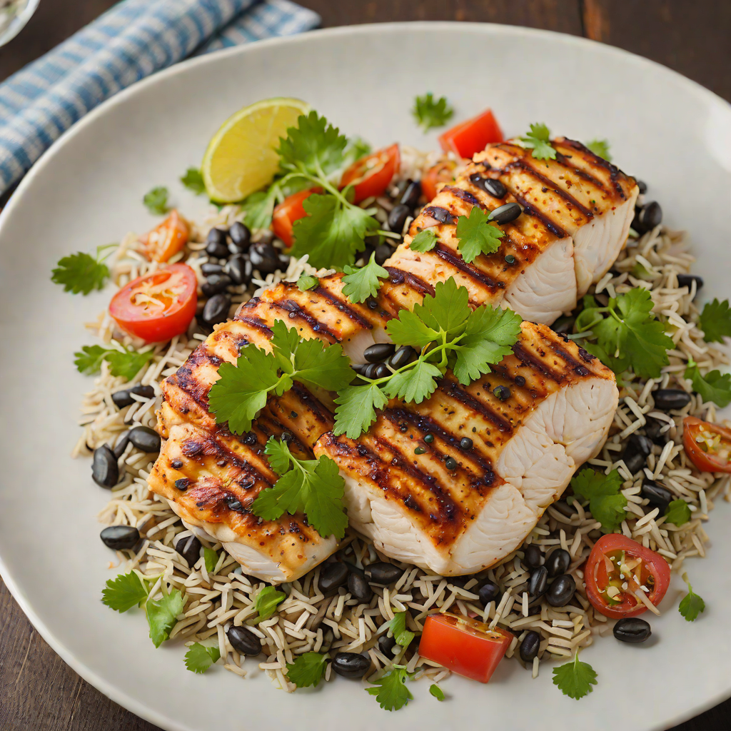 Pan-Seared Pollo with Black Bean and Cilantro Rice