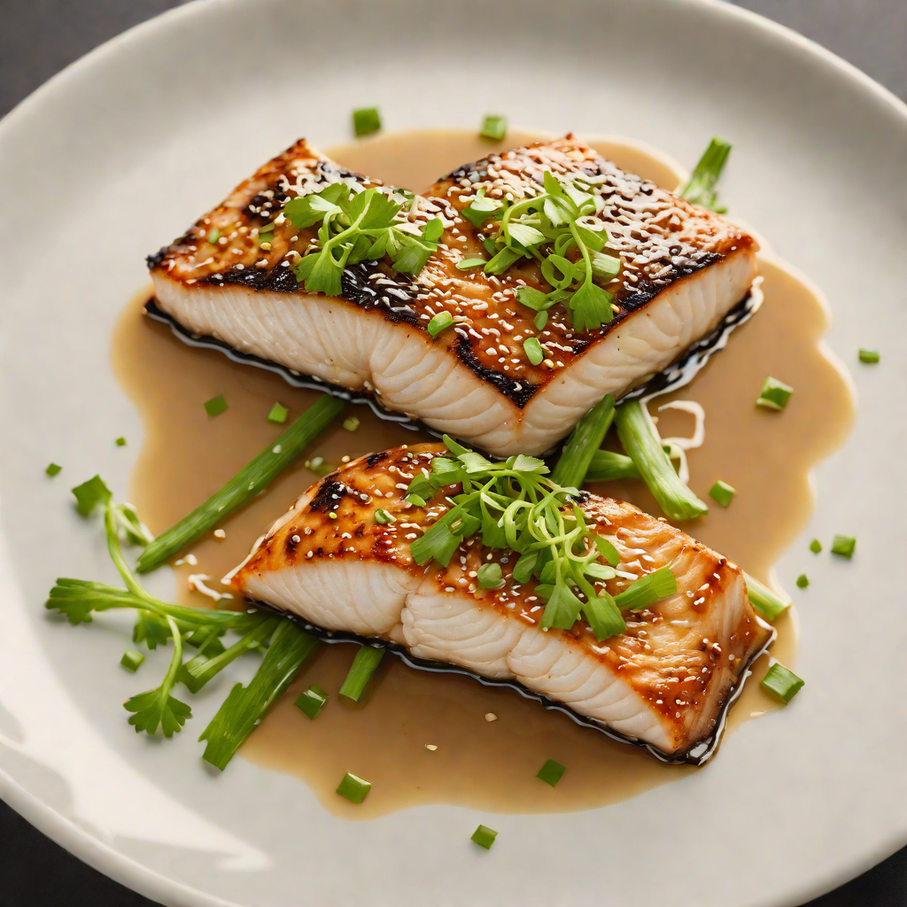 Steamed Ginger-Soy Glazed Black Cod with Scallions