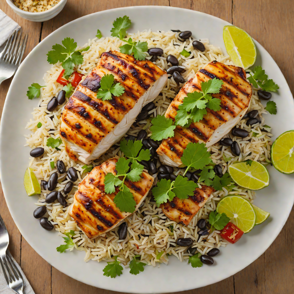 Pan-Seared Pollo with Black Beans and Cilantro Lime Rice