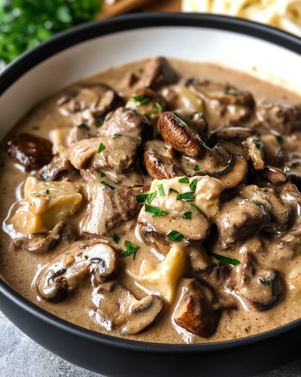 One-Pot Creamy Garlic Mushroom Beef