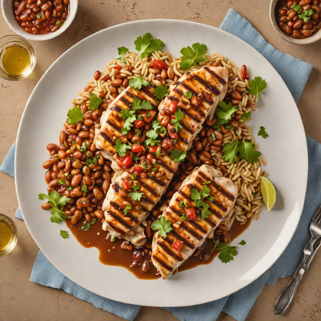 Pan-Seared Pollo Asado with Charred Salsa and Pinto Beans