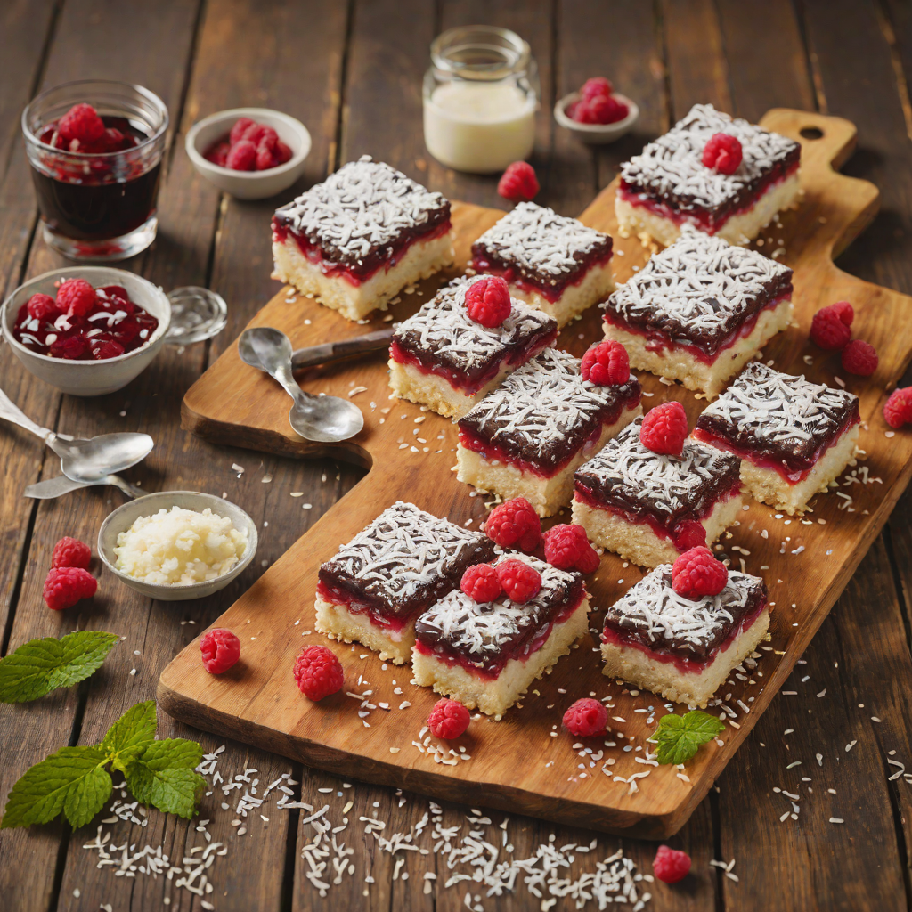 Sweet Lamington Cake Squares with Raspberry Jam
