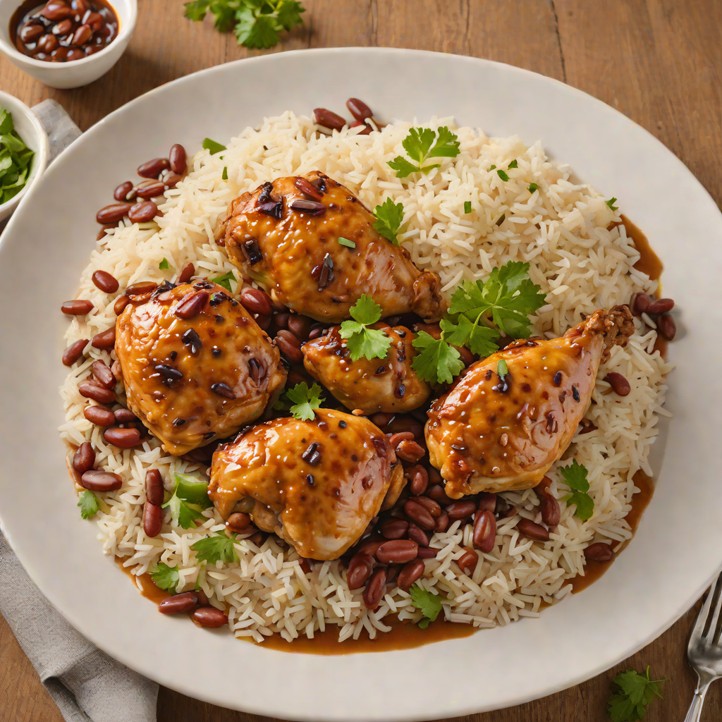 Pollo Adobo with Rice and Beans