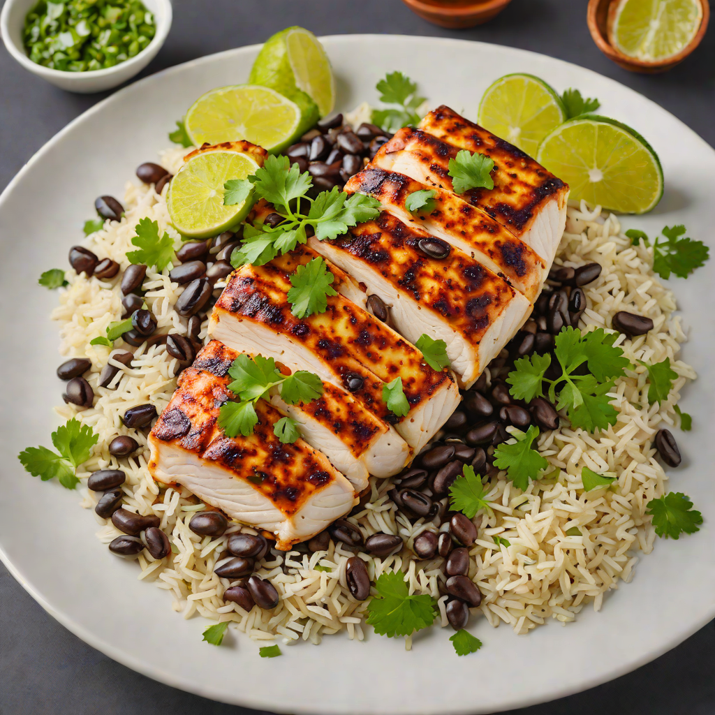 Seared Pollo Plate with Cilantro-Lime Rice and Black Beans