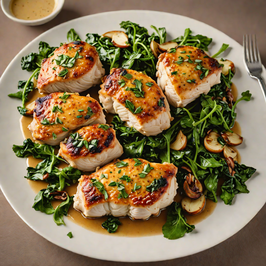 Pan-Seared Chicken Thighs with Roasted Garlic and Sautéed Spinach