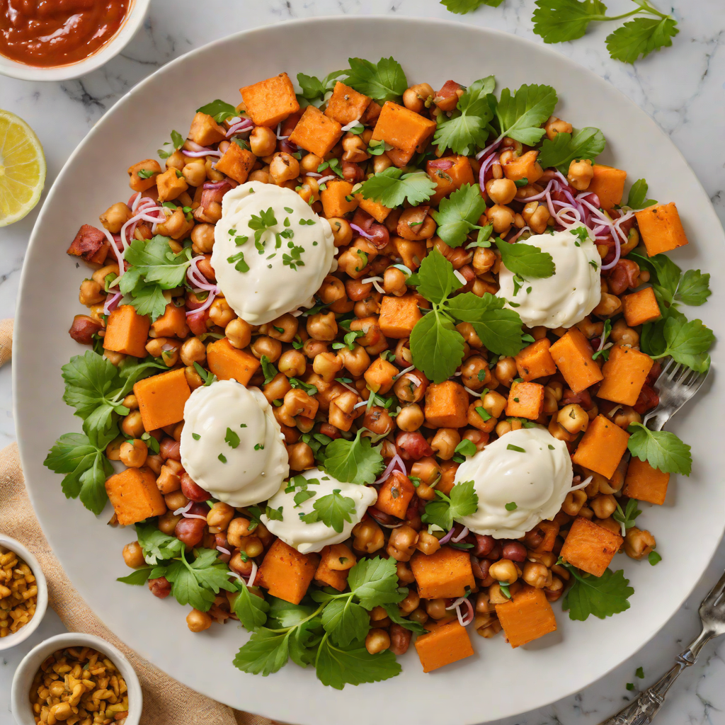 Air Fryer Harissa-Spiced Chickpea and Sweet Potato Bowl