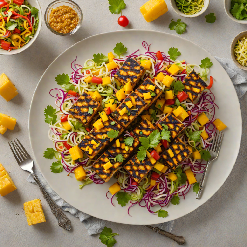 Indoor Grill Blackened Tofu with Spicy Mango Slaw