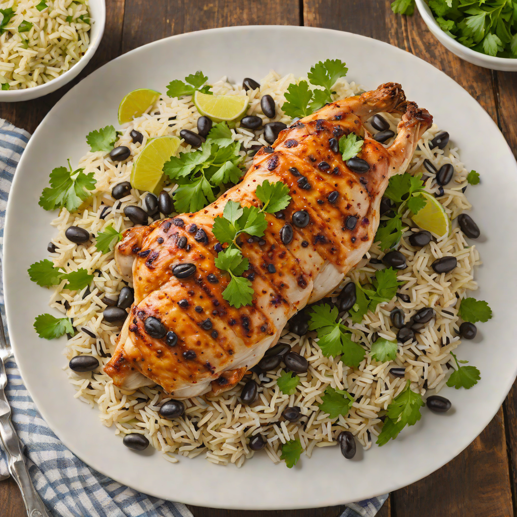 Oven-Roasted Pollo with Black Beans and Cilantro Rice