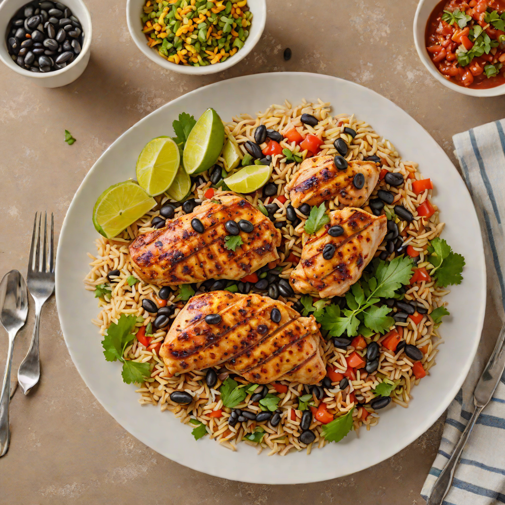 Pollo Pollo Plate with Black Beans and Mexican Rice