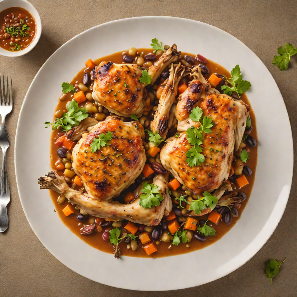 Slow-Roasted Pollo with Spiced Bean Stew