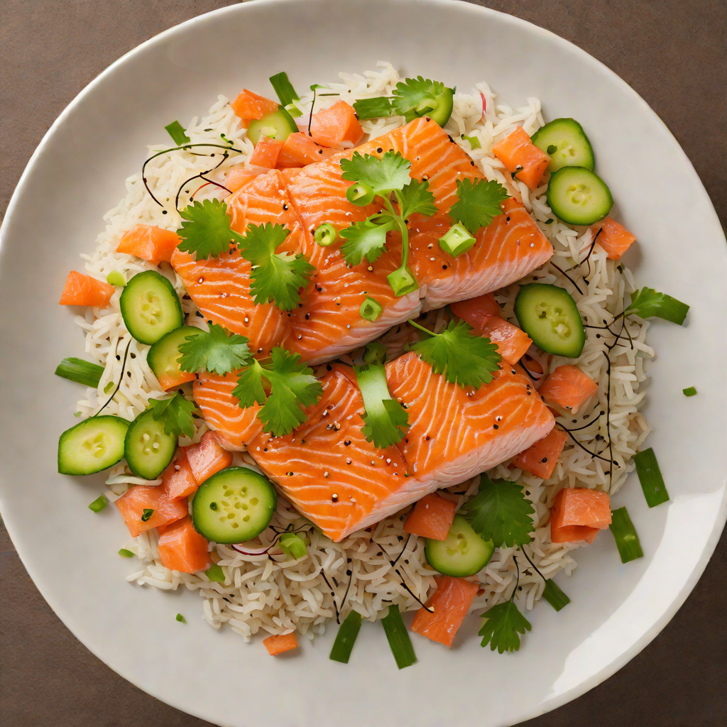 Sake-Marinated Salmon Donburi with Pickled Ginger and Scallions