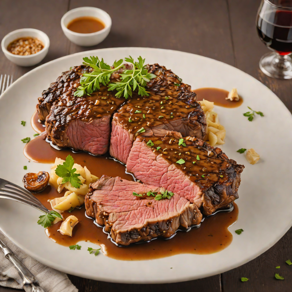 Steakhouse-Style Pan-Roasted Ribeye with Garlic Jus