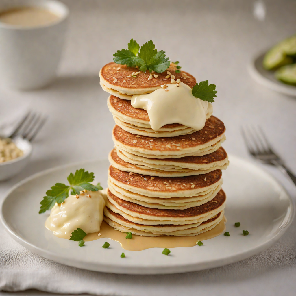 Pikelet Stack with Macadamia Cream and Finger Lime