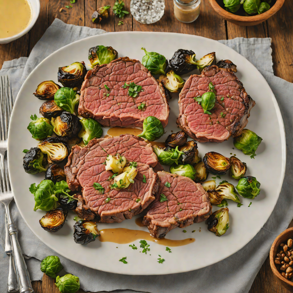 Steakhouse-Style Garlic Butter Ribeye with Roasted Brussels Sprouts