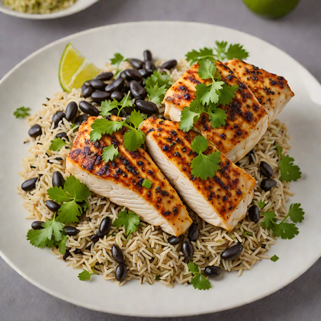 Pan-Seared Pollo with Black Beans and Cilantro Rice