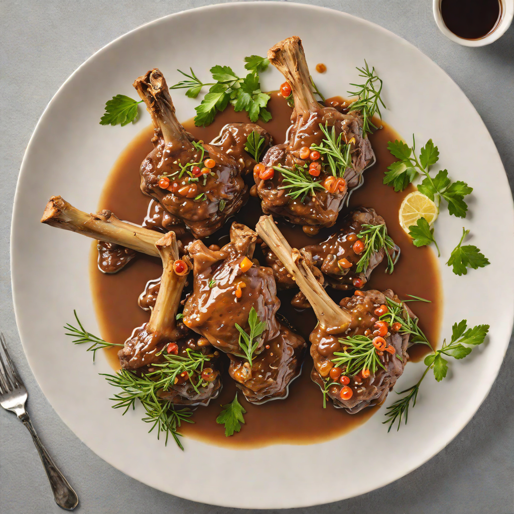 Slow-Cooked Lamb Shanks with Finger Lime and Rosemary Jus