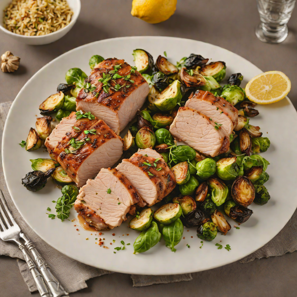 Roasted Lemon-Garlic Pork Tenderloin with Brussels Sprouts
