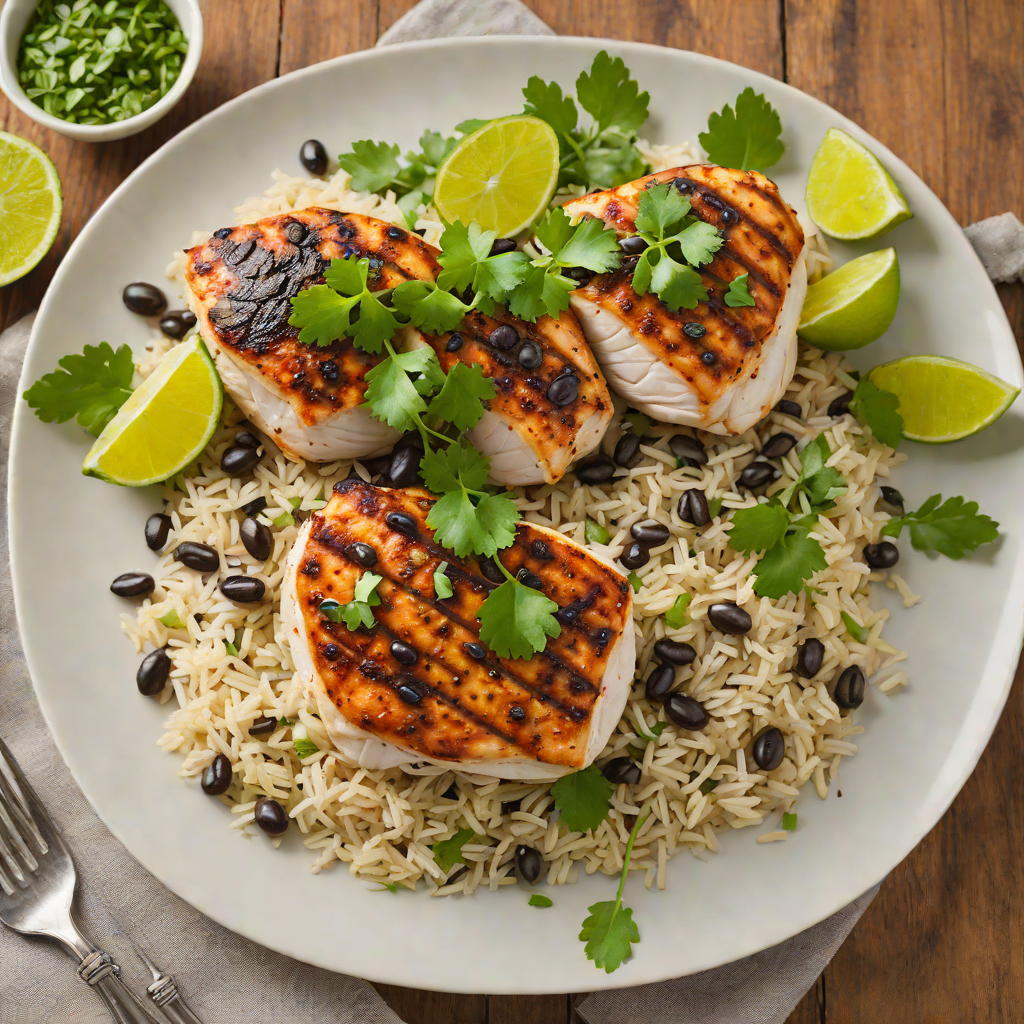 Pan-Seared Pollo with Black Bean and Cilantro Lime Rice