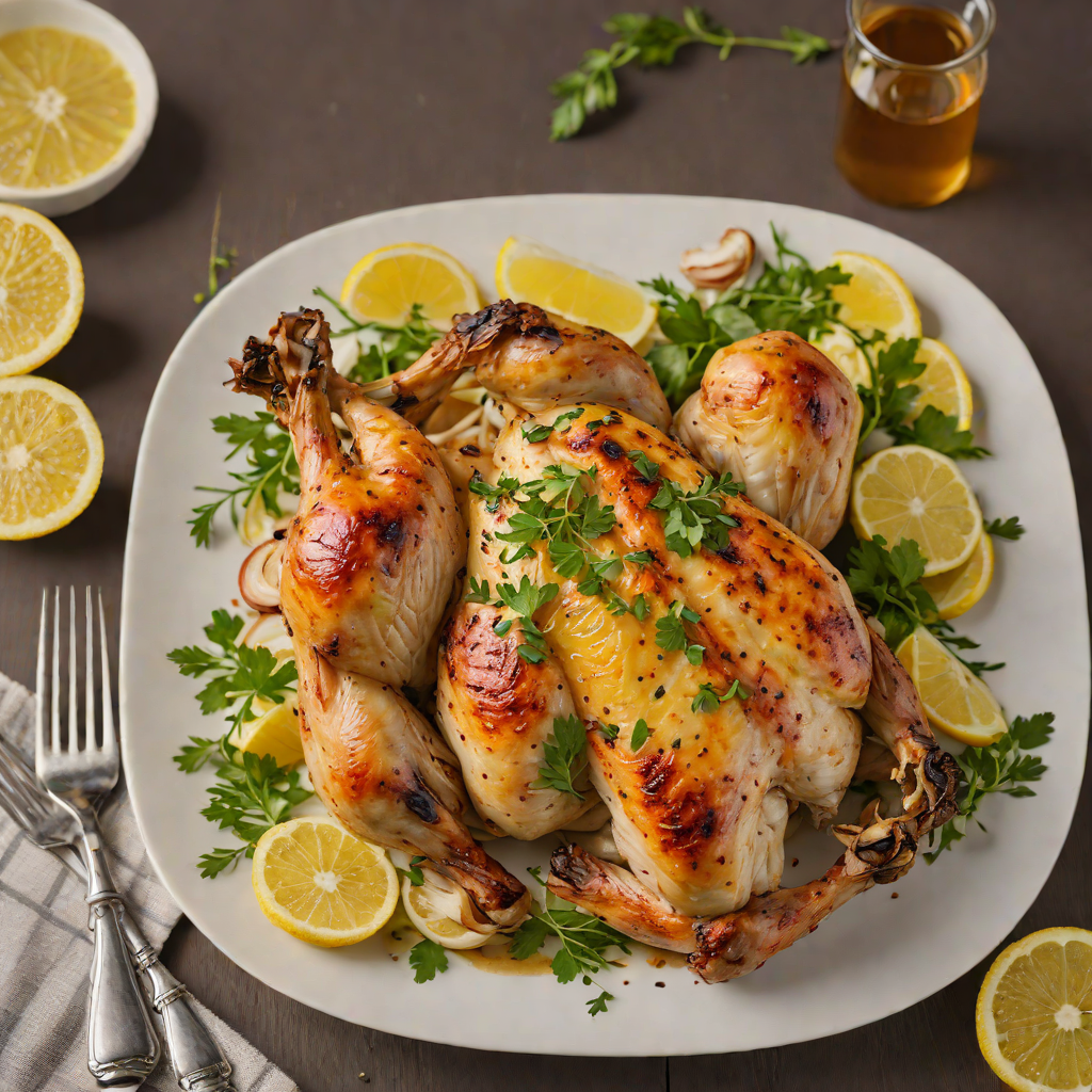 Roasted Half-Chicken with Garlic and Lemon