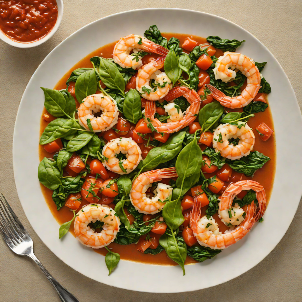 Pan-Seared Shrimp with Spinach and Tomato Basil Sauce