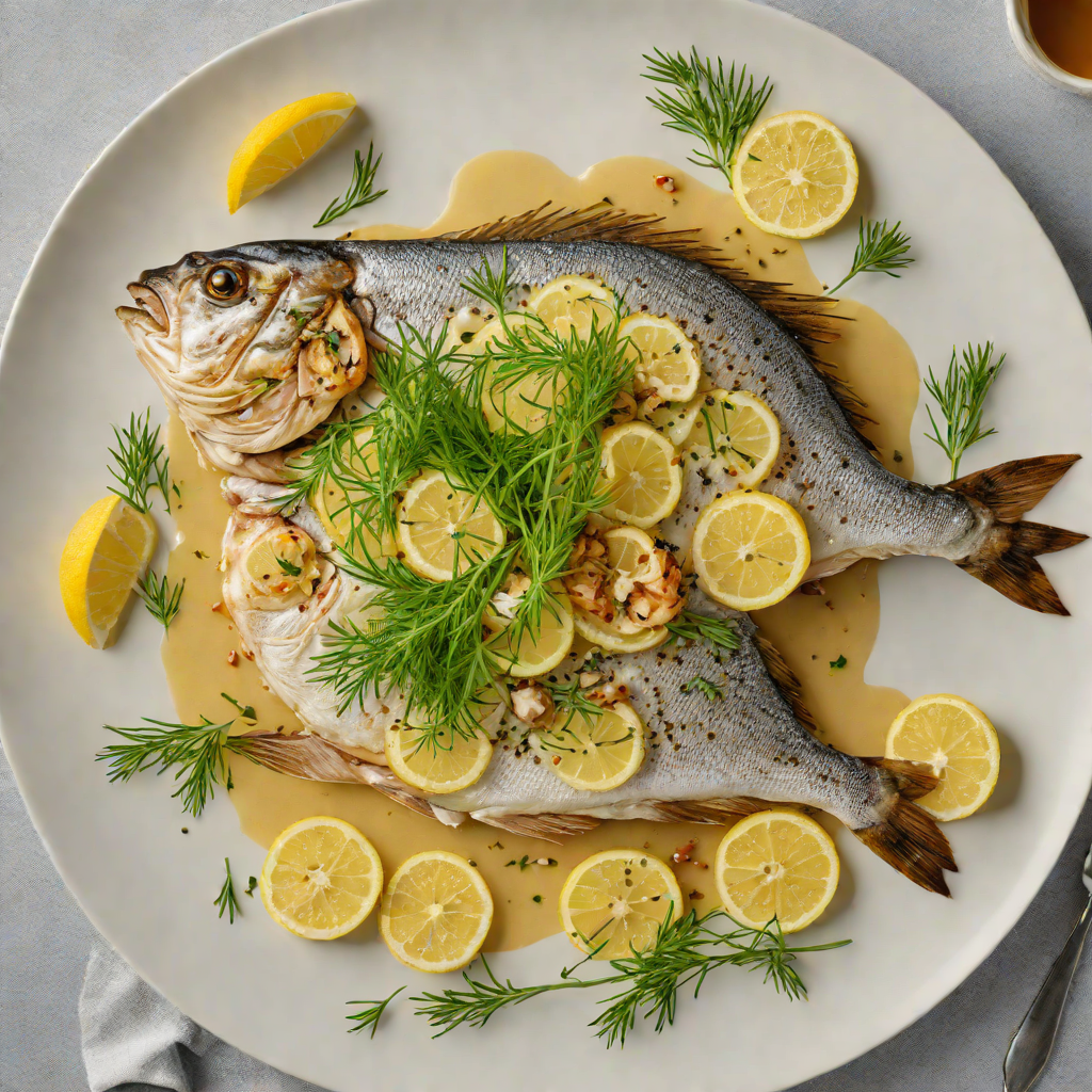 Pan-Fried Whole Sea Bream with Garlic, Dill, and Lemon Butter Sauce